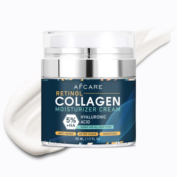 AFCARE Mens Face Moisturizer Cream Face Moisturizer For Men All-Natural face collagen cream with Hyaluronic Acid for 10-Hour Moisture-Lock and Reduced Fine Lines and Wrinkles (50ml 1.7 oz)