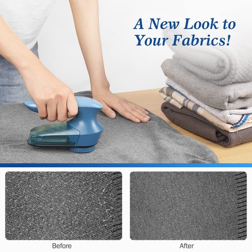 BEAUTURAL Fabric Shaver and Lint Remover, Sweater Defuzzer with 2-Speeds, 2 Replaceable Stainless Steel Blades, Battery Operated, Remove Clothes Fuzz, Lint Balls, Pills, Bobbles