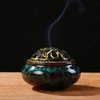 LAMDAWN Ceramic Incense Burner with Incense Stick Holder + Insulation use for Stick or Coil Incense, Sage Cones and Frankincense (Fambe Blue)