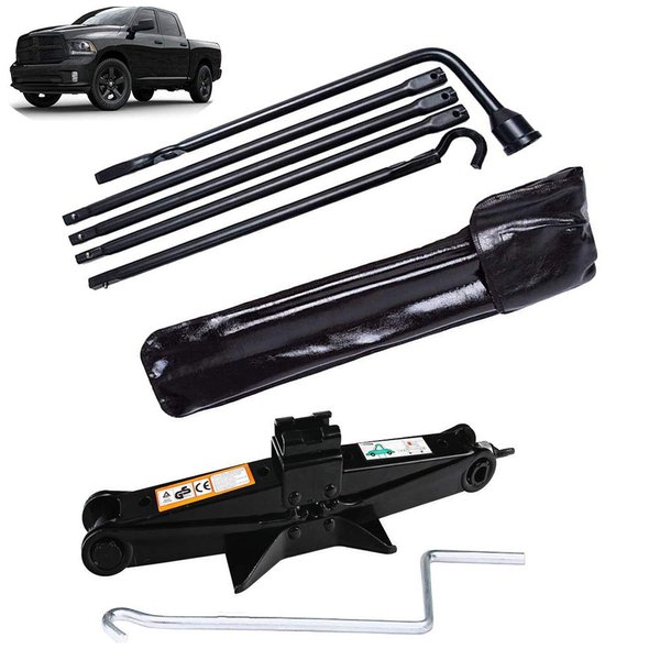 Spare Tire Tool Kit OEM for Dodge Ram 1500 2002 to 2015 replace for RTW7K442 and 2 Ton Scissor Jack Wheel Tools Set 3-Year Guarantee