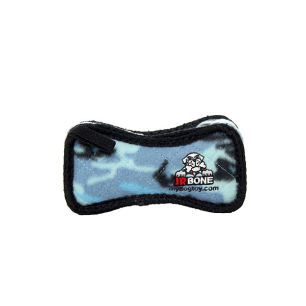 TUFFY - World's Tuffest Soft Dog Toy - Junior Bone 2-Blue-Squeakers -Multiple Layers. Made Durable, Strong & Tough.Interactive Play(Tug, Toss & Fetch). Machine Washable & Floats