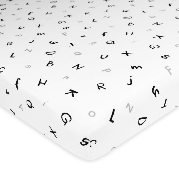 American Baby Company Fitted Pack N Play Playard Sheet 27" x 39", Soft Breathable Neutral 100% Cotton Jersey Pack and Play Sheet, Alphabet, for Boys and Girls, Fits Most Mini Crib Mattresses
