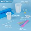 Creahaus Silicone Measuring Cups Tool Kit for Resin, Non-Stick 250 & 100ml Epoxy Mixing Cups, Reusable Resin Supplies with Silicone Mat, Stir Sticks, Pipettes, Cups for Resin, Molds, Jewelry Making