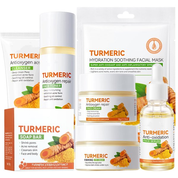 Turmeric Face Skincare Products, 11 Pcs Turmeric Skin Care Kit, Skincare Set with Turmeric Face Wash, Turmeric Soap, Toner, Face Serum & Face Cream, Eye Cream, Mask, Facial Kits for Women Mens