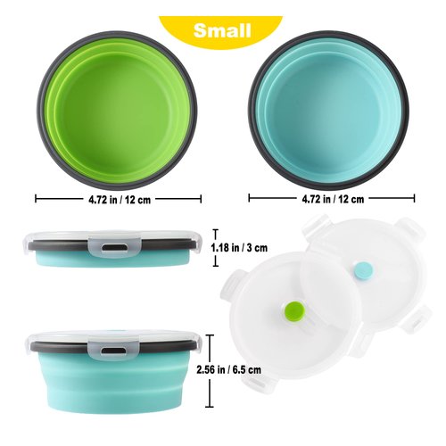 Collapsible Dog Bowls with Lids, 2 Pack Travel Dog Bowls for Small Size Dogs, Silicone Portable Dog Food Bowls Water Cup Cat Bowls Dish for Camping Traveling Walking, 12 oz 350ml