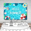 Sensfun Hello Summer Pool Party Backdrop Tropical Swimming Ring Balls Hawaiian Birthday Photography Background Boy Girls Baby Shower Party Supplies Aloha Luau Decorations Banner Photobooth Props 7x5ft