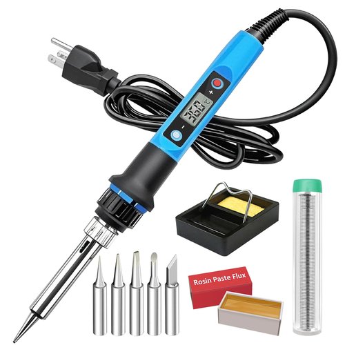 Soldering Iron Kit, 80W 110V Fast Heat up in 10s LCD Digital Adjustable Temperature Soldering Gun Thermostatic Soldering Kit for Electronic