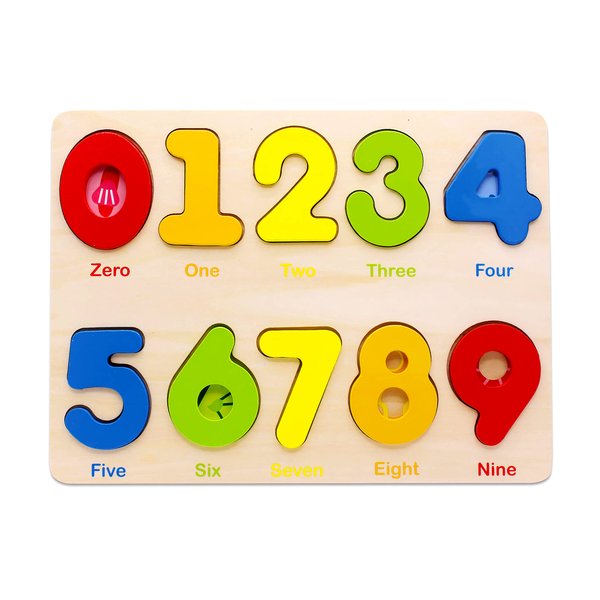 Aile Wooden Preschool Learning Number Puzzles Toys for Kids Age 2-4， Educational Toys