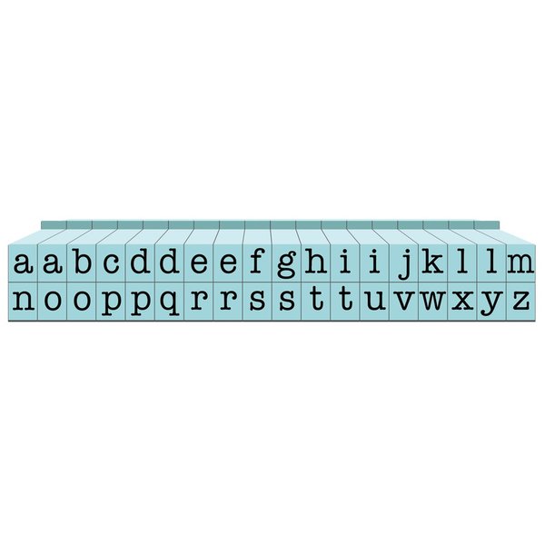 Contact USA Small 36-Piece American Typewriter Pegz Connectable Lowerase Alphabet Stamp Set, Pool Blue