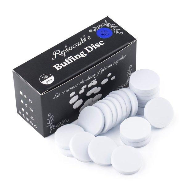 NMKL38 50pcs Nail Buffing Self-Adhesive Replaceable Sandpaper Polishing Files Sanding Pads Pedicure Shiner Tools for 25mm Disc