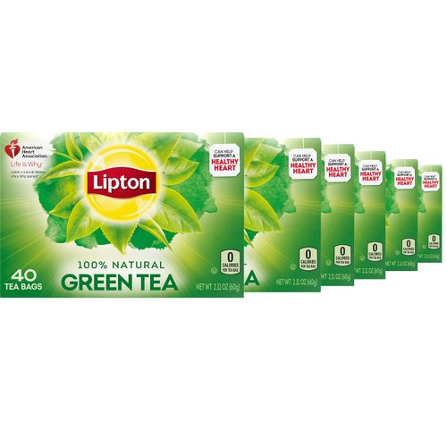 Lipton Green Tea Bags for Health and Wellness, Hot or Iced, 40 Count (Pack of 6)
