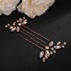 Teyglen 3pcs Crystal Bride Wedding Hair Pins Bridal Rhinestone Hair Pins Set Handmade Blue Black Red Crystal Hair Pieces Wedding Hair Accessories for Bride Women Girls (Rose Gold)