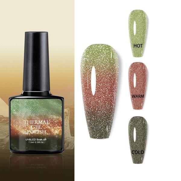 ROPALIA Temperature Color Changing Gel Nail Polish, Glitter Temperature Colors Change Glitter Gel Polish Chameleon Holographic Soak Off Nail Art Design at Home DIY Special Gifts for Women Girls
