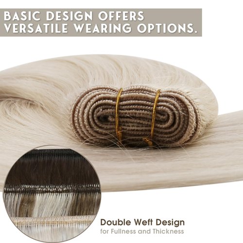 Sunny Weft Hair Extensions Blonde Sew in Human Hair Extensions Platinum Blonde Weft Hair Extensions Real Human Hair Blonde Human Sew in Hair Straight Hair Wefts Human Hair Sew in 14inch 70G