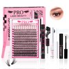 Lash Extension Kit 240Pcs Lash Clusters 2 Styles Bottom Lashes Spike Fans Multi-type Mixed DIY Lash Clusters Kit with Lash Bond and Seal Lash Remover Eyelash Applicator (30D+40D-9-16mix-01)