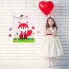 FEPITO Pin The Heart on The Fox Valentine's Day Game with 24Pcs Heart Stickers for Valentines Day Party Supplies, Kids Birthday Party Decoration