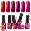 Gellen Gel Nail Polish - Red Burgundy 6PC Gel Polish Set, Hot Pink Purple Nail Polish Gel Manicure Nail Gifts Valentine's Day for Women