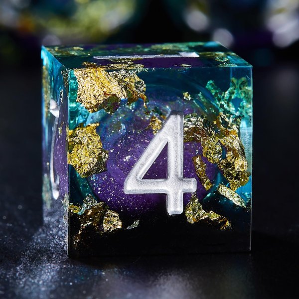Joylord Sharp Edge Resin Dice Set for Dungeons and Dragons | Liquid Core & Gold Foil Design | Handcrafted Polyhedral DND Dice | RPG D and D Role Playing Games Dice Set DND | D20 D12 D10 D8 D6 D4