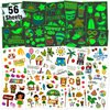 Partywind 555 Styles Glow Hawaiian Decorations for Kids Party Supplies, 56 Sheet Hawaiian Luau Temporary Tattoos with Pineapples/Flamingo/Hibiscus Flowers, Summer Beach Pool Party Decor
