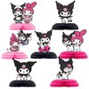 7Pcs Kuormi Birthday Party Supplies, Melody Theme Table Centerpieces, 3D Double Side Honeycomb Table Toppers, Cake Toppers, Kawaii Birthday Decorations for Girls and Boys