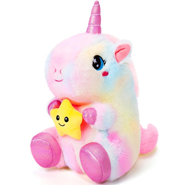 Auspicious beginning 11.8'' Unicorn Stuffed Animal, Kawaii Soft Unicorn Plush Toys with Holding Cute Star Birthday Gift for Her Girls Boys Girlfriend, Valentine Day, Sweet Romantic Anniversary