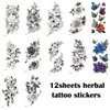 10 Sheet Long Lasting Flower Temporary Tattoos For Women Arm Neck Thigh, 3D Black Flower Rose Temporary Tattoos, fake thigh tattoos, Fake Tattoos That Look Real And Last Long, realistic tattoos long lasting waterproof
