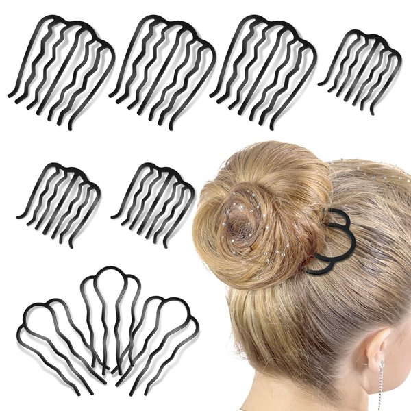 9 Pcs Metal Hair Combs Hair Pins Hair Fork Clip Updo Hair Accessories U-Shape Twist Hair Tool Hair Side Combs for Women Hair Accessories for Women Girls (Classic Style)