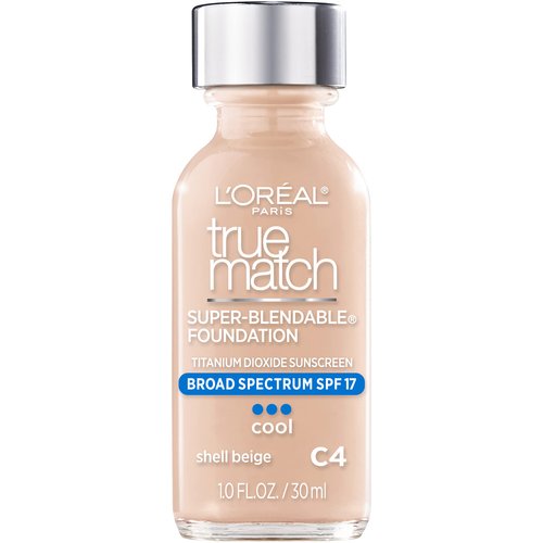 L'Oreal Paris Makeup True Match Super-Blendable Liquid Foundation, Shell Beige C4, 1 Fl Oz,1 Count