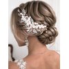 Catery Flower Wedding Hair Vine Rose Gold Rhinestone Bridal Headpiece Pearl Bride Hair Accessories for Women and Girls