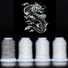 New brothread 4 Spools Reflective Embroidery Machine Thread (3 White +1 Black) 30WT 500M(550Y) Each Spool for Embroidery, Quilting and Sewing