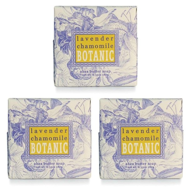 Greenwich Bay Cleansing Spa Soap, Shea Butter, and Cocoa Butter. Blended with Loofah and Apricot Seed, No Parabens, No Sulfates 6.35 Ounce (3 Pack) (Lavender Chamomile)