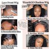 Wear and Go Glueless Wigs Human Hair Pre Plucked Pre Cut Curly Bob Wigs Human Hair Upgraded 4x4 No Glue Water Wave Lace Closure Wigs Human Hair for Women Natural Black 14 Inch