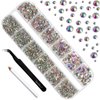 Beadsland Rhinestones for Makeup,8 Sizes 2500pcs Crystal AB Flatback Rhinestones Eye Gems for Nails Crafts with Tweezers and Wax Pencil,Crystal AB,SS4-SS30