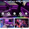 Interior Car Lights, 9 in 1 Car LED Lights with Wireless APP/RF Remote/Button Control, 16 Million Colors Ambient Lighting Kit with 5 Fiber Optic LED Strips & 4 Under Dash Lights for Cars