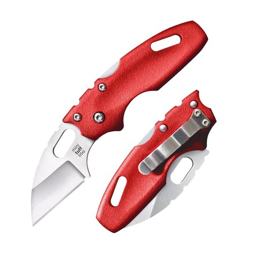 Cold Steel Mini Tuff Lite 2" 4034SS Sheepsfoot Razor-Sharp Blade 3" Griv-Ex Red Handle Everyday Carry Pocket Folding Knife