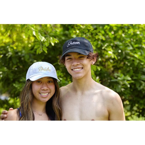 Funky Junque Bridal Baseball Cap - 2 Pack: 1 Bride (White/Gold) & Groom