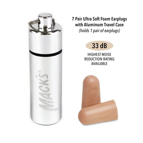 Mack’s Ultra Soft Foam Earplugs, 7 Pair + Case – 33 dB Highest NRR, Comfortable Ear Plugs for Sleeping, Snoring, Travel, Concerts, Studying and Noise