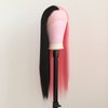 BTWTRY Half Pink Half Black Synthetic Lace Front Wigs Cosplay Wig Long Straight Hair for Fashion Women Halloween Party Wigs Heat Resistant Fiber Hair (24 Inch, Half Pink Half Black)