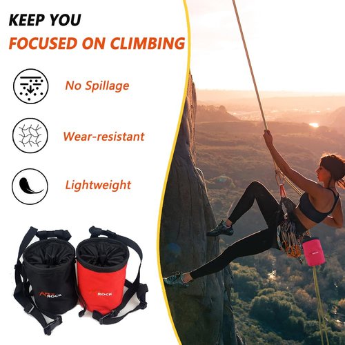 TUMECOS Chalk Bag for Rock Climbing, Reusable Climbing Chalk Bag,Storage Bag for Climbing Magnesium Carbonate Powder Balls（Black）