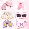 MSYO 18 Inch Doll Shoes Socks Glasses Set, 3 Pairs of Doll Shoes + 3 Pairs of Doll Socks + 2 Pcs Doll Eye Glasses, 8 Pcs Doll Accessories Fits 18 in American Dolls, Birthday Gift for Granddaughter