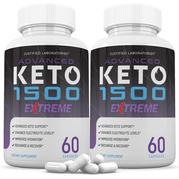 (2 Pack) Advanced Keto 1500 Extreme Pills 1675MG New & Improved Formula Contains Apple Cider Vinegar Extra Virgin Olive Oil Powder Green Tea Leaf 120 Capsules