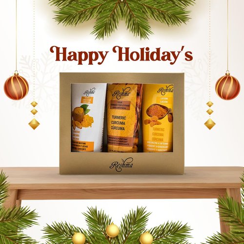 Reshma Beauty Turmeric Gold Skincare Set| Turmeric Face Wash, Turmeric Scrub and Turmeric Lotion | Brightening and Hydrating for All Skin Types | Deep Cleansing and Purifying | Cruelty Free