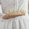 Haloty Baroque Wedding Crown and Tiara Crystal Bride Crown Queen Bridal Tiara Headpieces for Women and Girls (Gold3)
