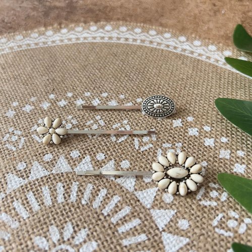 KOVOLITU White Bobby Pins Women's Western Style Turquoise Howlite Stone Hair Clip Barrettes Cowgirl Chic Retro Hair Pins