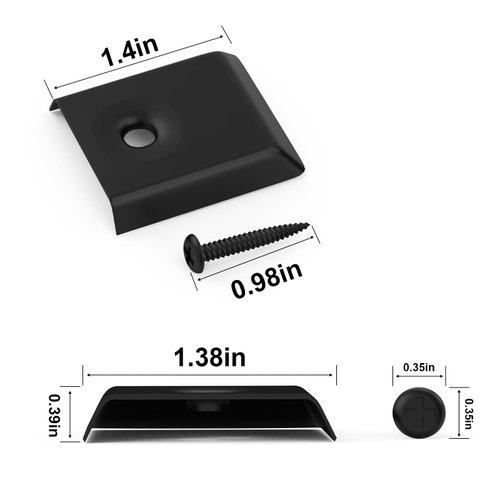 10 Pack RV Camper Trailer Extrusion Flat End Cap for Vinyl Trim Molding 1" with Screws (Black)