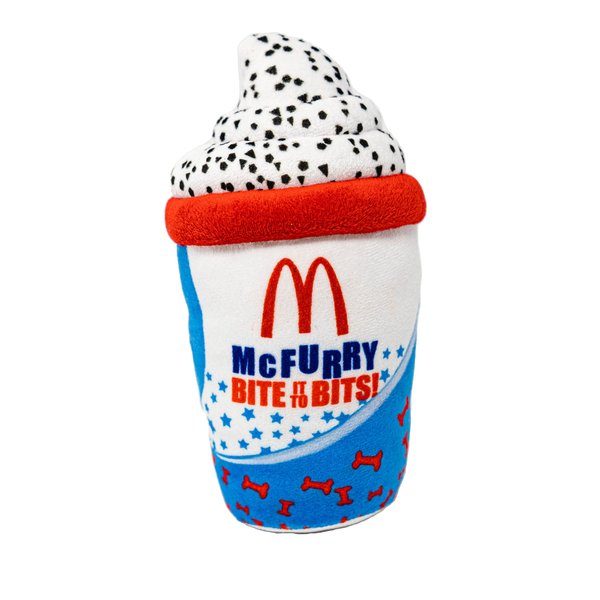 PAWzarre - McFurry Retro Shake Squeaky Plush Dog Toy- Parody Mc Donalds Mc Flurry Milk Shake Toy- Cookies N Cream- Fun Creative Dog Toy
