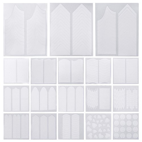 18 Designs French Manicure Nail Art Stickers, Self-Adhesive Nail Tips Guides for DIY Decoration Stencil Tools (18 Sheets)