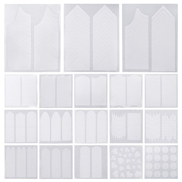 18 Designs French Manicure Nail Art Stickers, Self-Adhesive Nail Tips Guides for DIY Decoration Stencil Tools (18 Sheets)