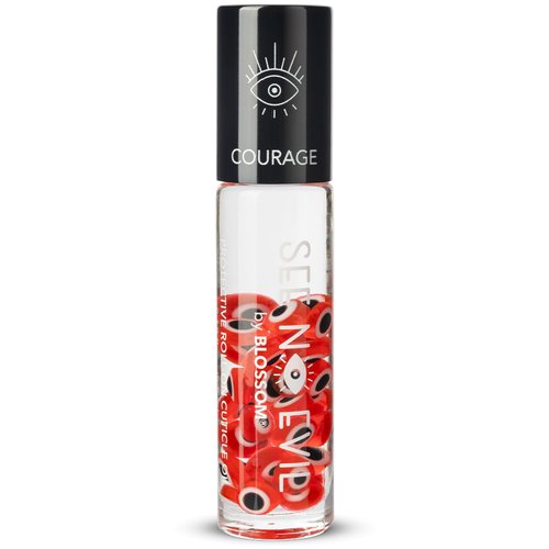 Blossom See No Evil Scented Roll on Cuticle Oil for Nails, Rollerball Application for Nail Support, Cruelty Free, 0.19 fl oz/5.5mL, Courage Rose