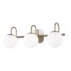 ZHUOER Brushed Nickel Bathroom Vanity Light Fixtures 3 Lights Milk White Glass Globe Shade Modern Wall Sconce Lighting Bath Vanity Lights Bar Over Mirror (Exclude G9 Bulb)